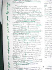 Marked up Bible page