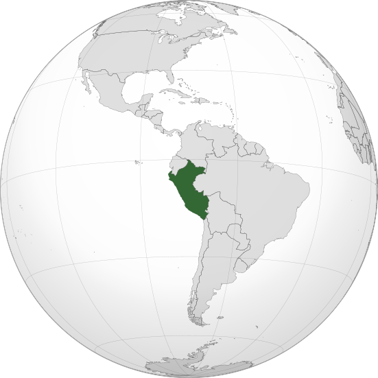 Map showing the location of Peru