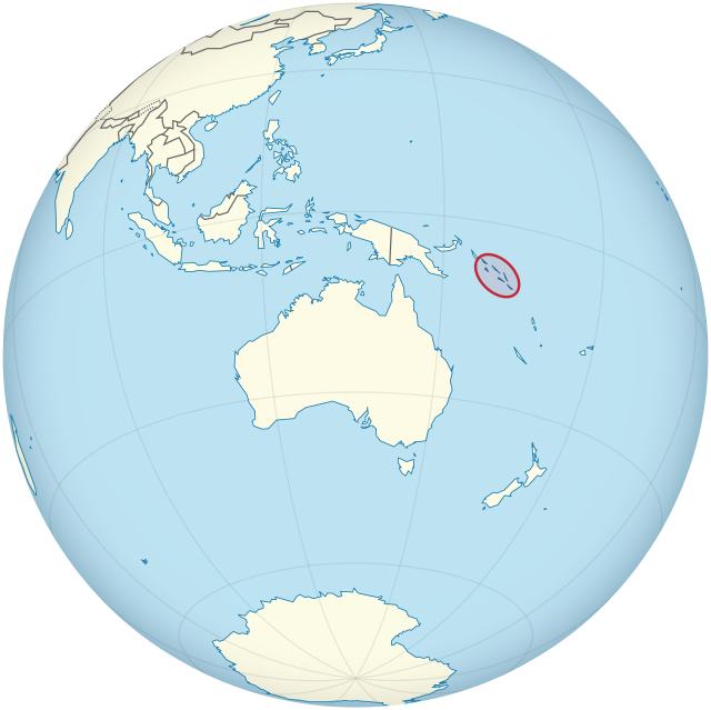 Map showing the location of Solomon Islands