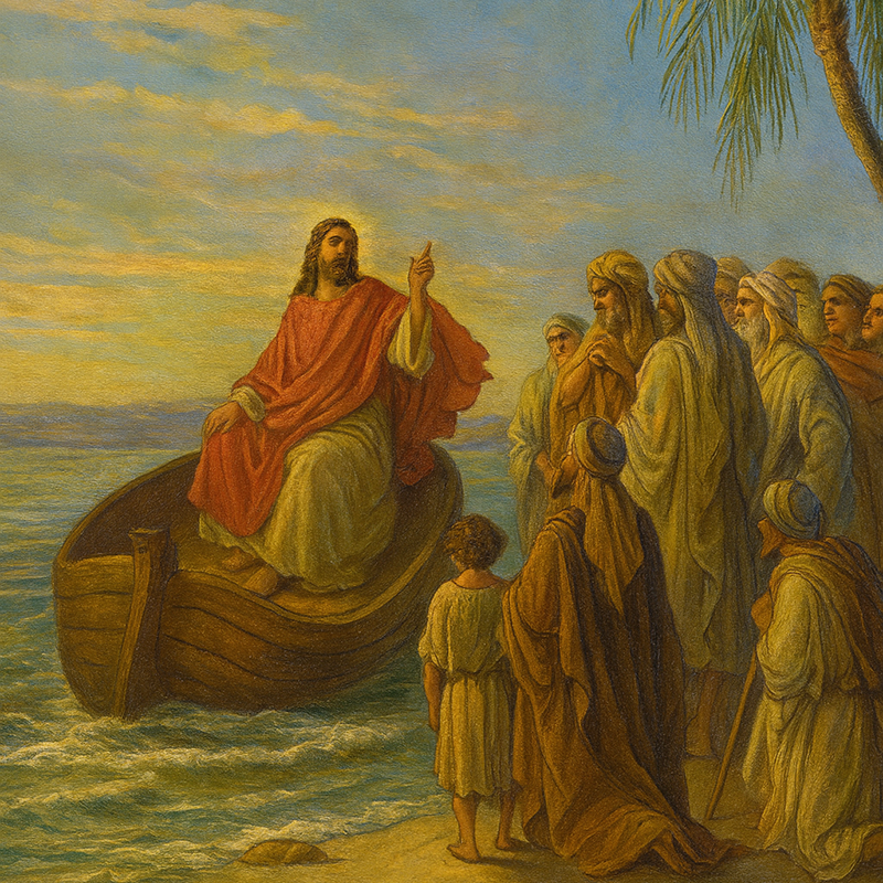 Jesus preaching from a boat (Luke 5:1-3) Jesus preached to multitudes from a boat (Luke 5:1-3)