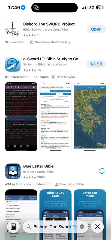 Apple app store screen shot showing Bishop: The Sword Project