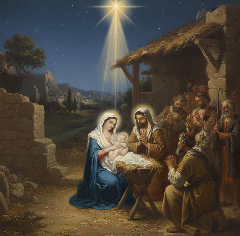 Shepherds visiting the baby Jesus