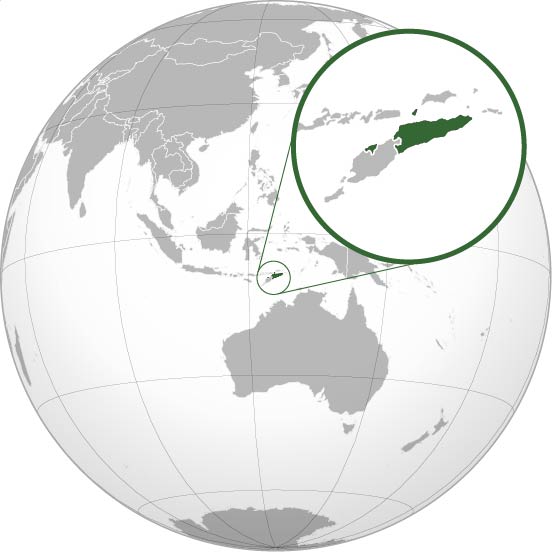 Map showing the location of East Timor