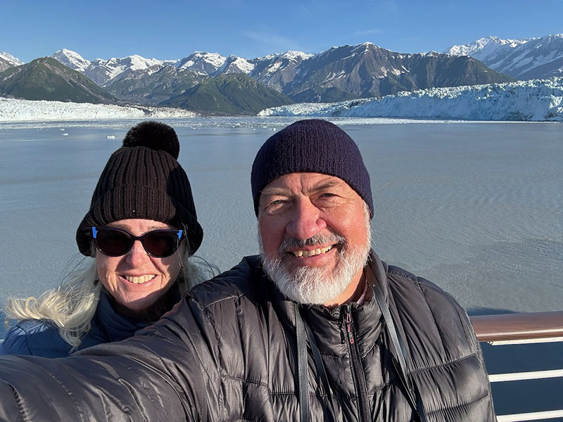 Michael and Lori in front of Hubbard Glacier
