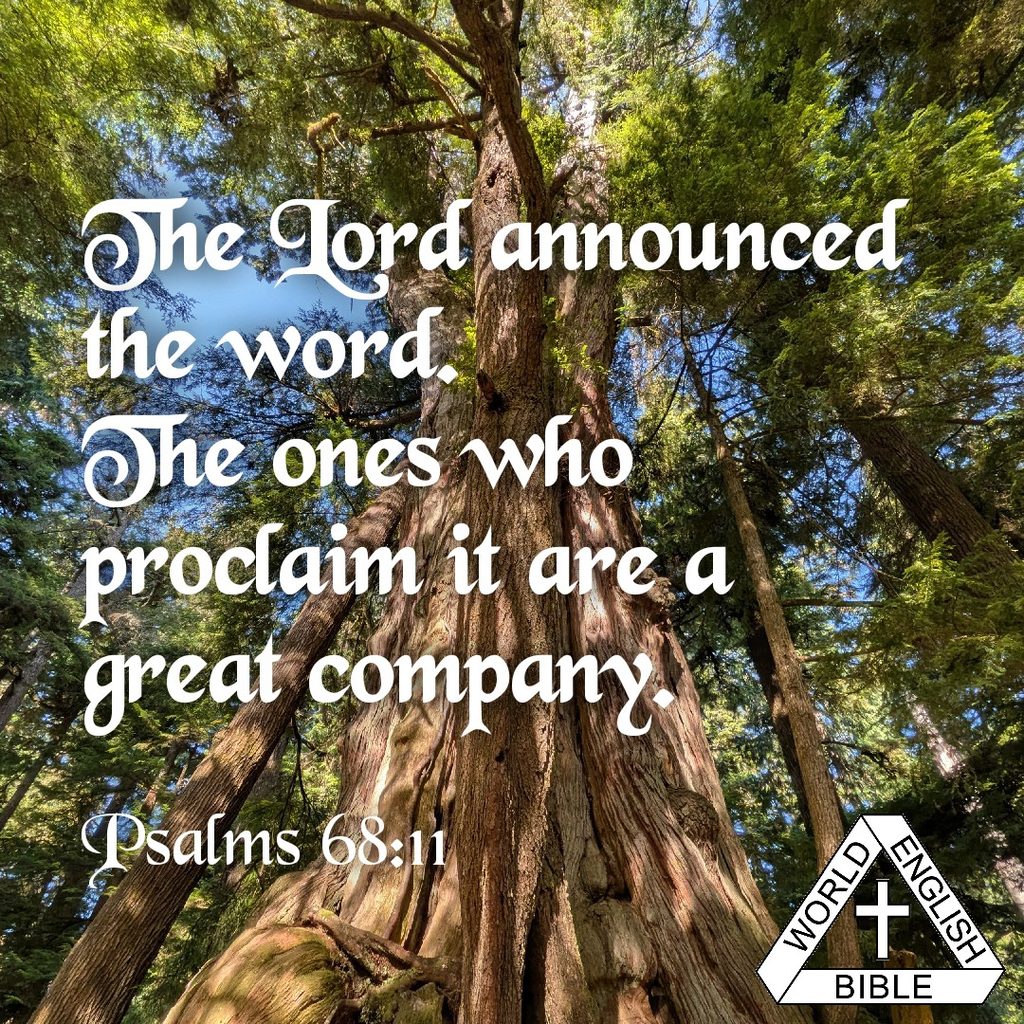 The Lord announced the word.
The ones who proclaim it are a great company.—Psalm 68:11, World English Bible